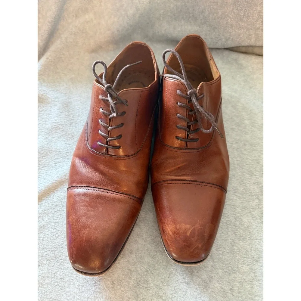 Florsheim Mens 13 Cognac Brown Leather Cap Toe Oxford Dress Shoes 14324-221